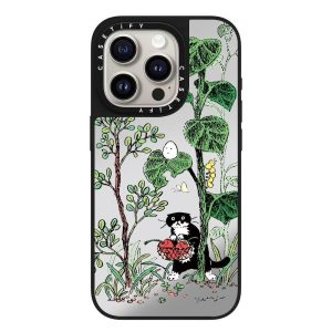黑框鏡面 拿iPhone 黑貓