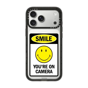 SMILE! 監視中標語手機殼｜白字